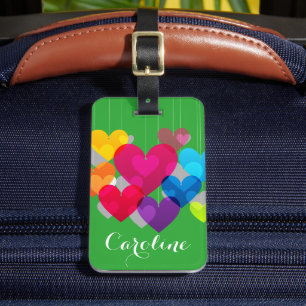 Etiqueta Para Maletas Corazones Colgantes Coloridos Personalizados