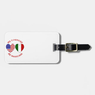 Etiqueta Para Maletas Corazones de bandera de Italia EE. UU. Patrimonio