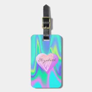 Etiqueta Para Maletas Corazones de Niña Chic, Holográficos - Personaliza