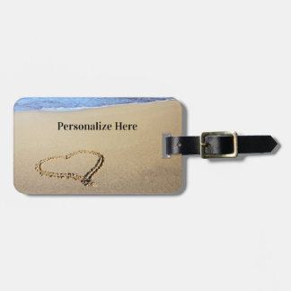 Etiqueta Para Maletas Corazones de playa en arena