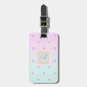 Etiqueta Para Maletas Corazones, Ombre Rayado Monograma-Personalizado