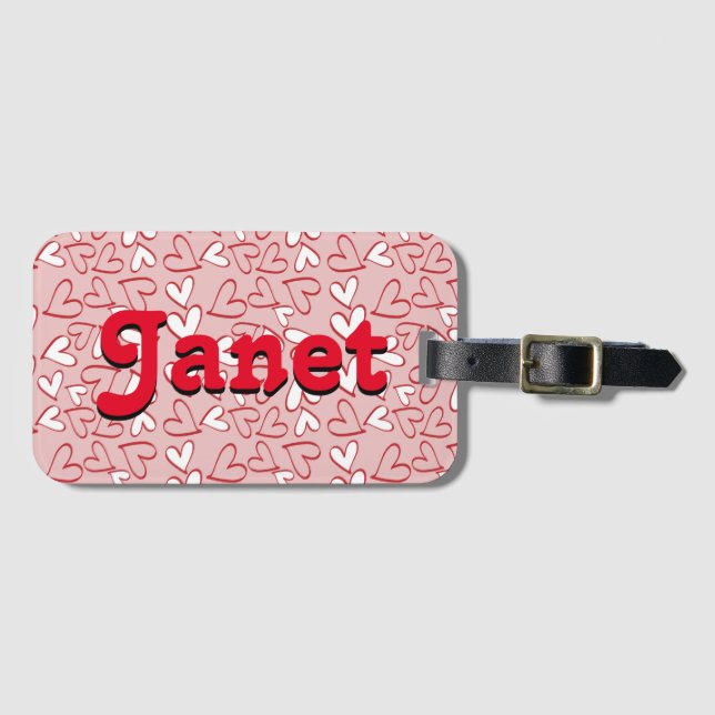 Etiqueta Para Maletas Corazones rojos personalizados (Anverso horizontal)