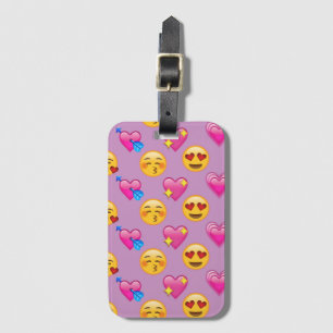 Etiqueta Para Maletas Corazones y amor Patternsd rosado de la emoji