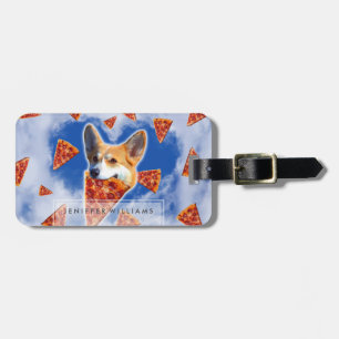 Etiqueta Para Maletas Corgi Dog Eating Pizza