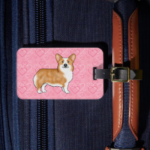 Etiqueta Para Maletas Corgi Galés Pembroke Rojo Sobre Corazones Rosas Co
