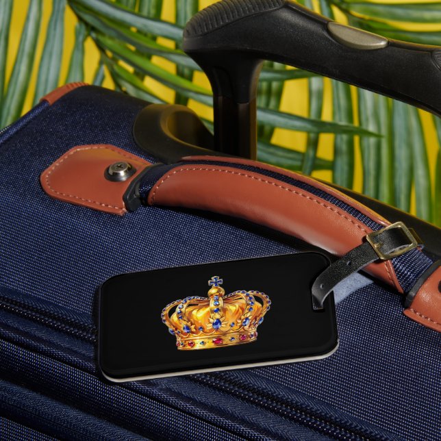 Etiqueta Para Maletas Corona dorada real (Anverso In situ 3)