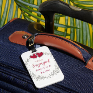 Etiqueta Para Maletas corona floral negra corazón rojo estamos compromet