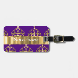 Etiqueta Para Maletas Coronas del oro en púrpura