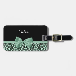 Etiqueta Para Maletas Corta imprenta jaguar verde Girly Jade Bow y nombr