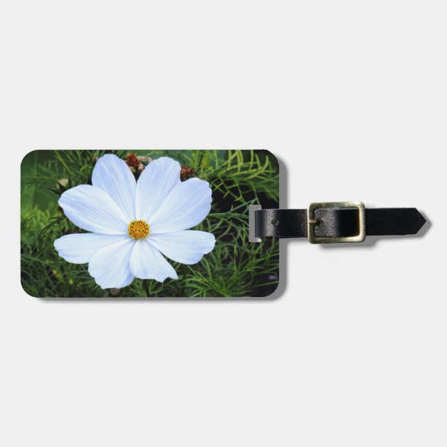 Etiqueta Para Maletas Cosmos blancos (Frente Horizontal)