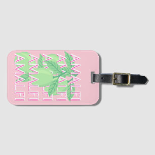 Etiqueta Para Maletas Costa Amalfitana, Italia Viaje Arte, Rosa