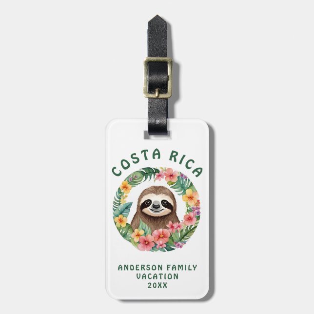 Etiqueta Para Maletas Costa Rica Sloth (Frente Vertical)