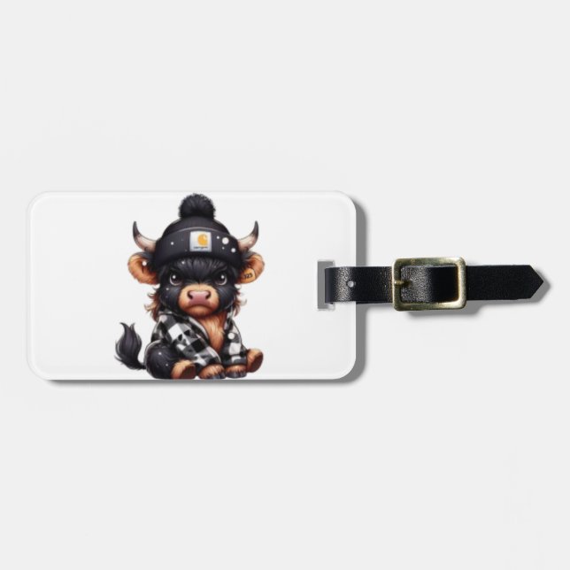 Etiqueta Para Maletas Cosy Highland Cow (Frente Horizontal)