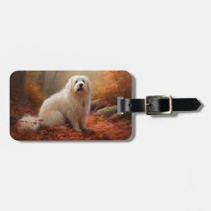 Etiqueta Para Maletas Coton De Tulear en Hojas de Otoño que Caen Inspira