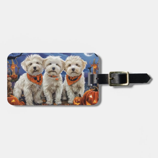 Etiqueta Para Maletas Coton De Tulear Halloween Spooky (Frente Horizontal)