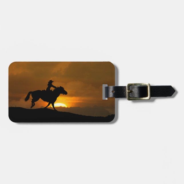 Etiqueta Para Maletas Country Western Cowgirl Sunset (Frente Horizontal)