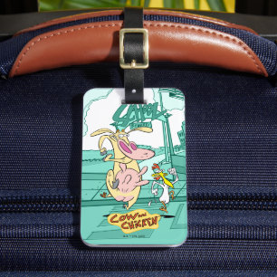 Etiqueta Para Maletas Cow and Chicken Running Graphic