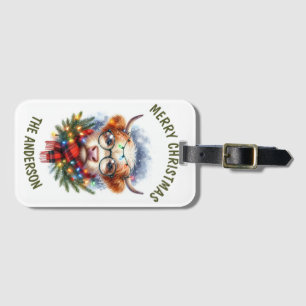 Etiqueta Para Maletas Cow Cerry Merry navidad