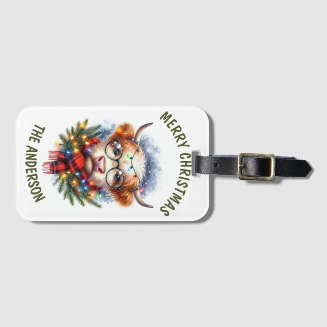 Etiqueta Para Maletas Cow Cerry Merry navidad (Anverso horizontal)