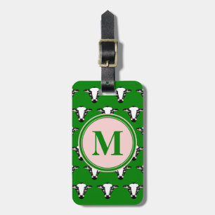Etiqueta Para Maletas COW FACE estampado de azulejos de color verde oscu