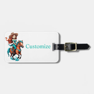 Etiqueta Para Maletas Cowgirl Riding Pony Thunder_Cove