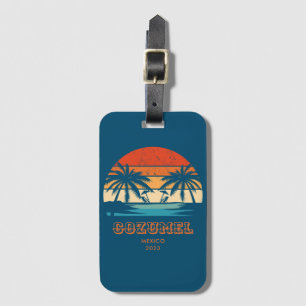 Etiqueta Para Maletas Cozumel México Vintage sunset Mateo