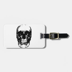Etiqueta Para Maletas Cráneo de arte pop blanco y negro