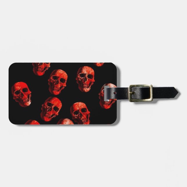 Etiqueta Para Maletas cráneos, negro rojo (Frente Horizontal)