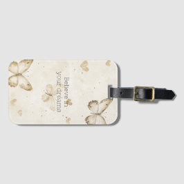 Etiqueta Para Maletas Cream Hearts Butterflies Christmas