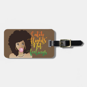 Etiqueta Para Maletas Creía Que Podía, Mujer Negra, Gum, Brown