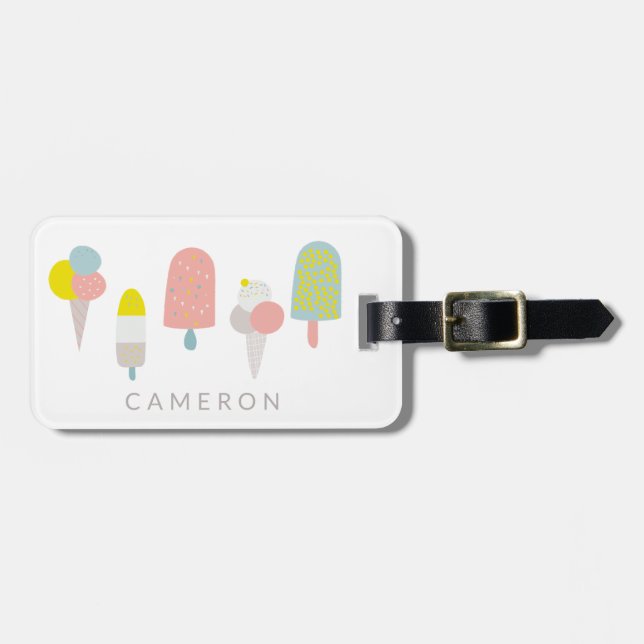 Etiqueta Para Maletas Crema de hielo Pastel de verano personalizada   (Frente Horizontal)