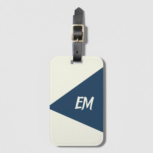 Etiqueta Para Maletas Crema y azul geométrico simple moderno (Anverso vertical)