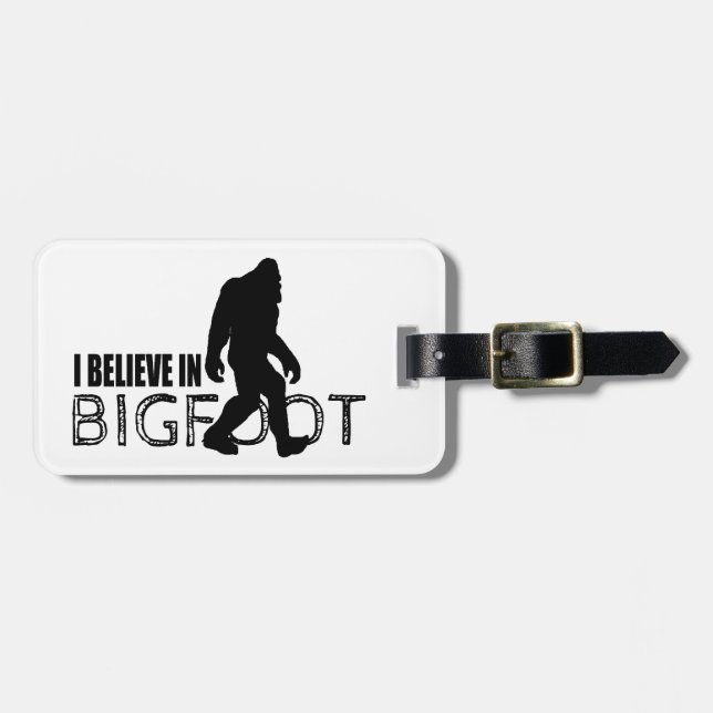 Etiqueta Para Maletas Creo en Bigfoot Sasquatch divertido (Frente Horizontal)