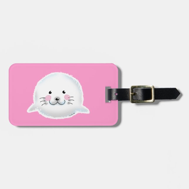 Etiqueta Para Maletas Cría de foca mullida linda (Frente Horizontal)