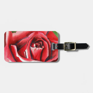 Etiqueta Para Maletas Crimson Red Rose original acuarela
