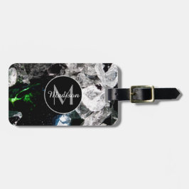 Etiqueta Para Maletas Cristales blancos en monograma del espacio exterio