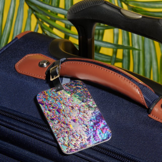 Etiqueta Para Maletas Cristales de Aura Arcoiris (Anverso In situ 1)
