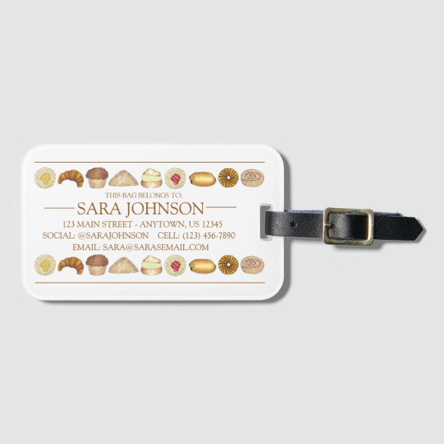 Etiqueta Para Maletas Croissant Danés Muffin Baked Gods (Anverso horizontal)