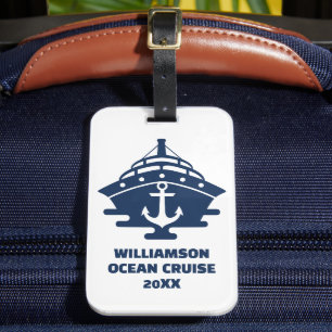 Etiqueta Para Maletas Crucero de playa personalizado con ancla náutica