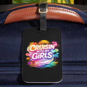 Etiqueta Para Maletas Crucero Divertido con Mis Chicas Barco de Crucero 