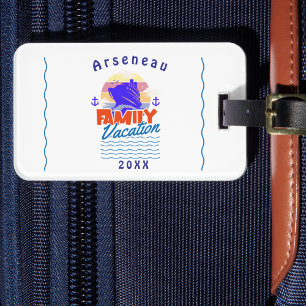 Etiqueta Para Maletas Crucero Familiar Sencillo Azul Personalizado