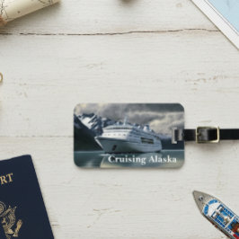 Etiqueta Para Maletas Crucero por Alaska barco de crucero en el océano