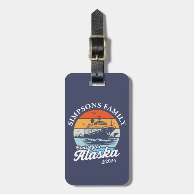 Etiqueta Para Maletas Cruceros a la familia Personalizado de Alaska (Frente Vertical)