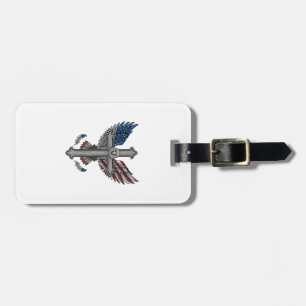 Etiqueta Para Maletas Cruz de águila patriótica grabado vintage vector d