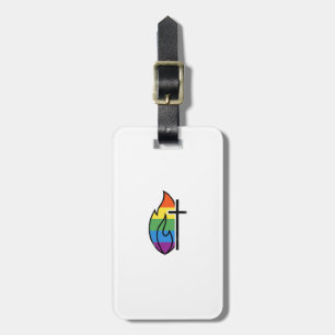 Etiqueta Para Maletas Cruz de llama arcoíris vintage diseño vectorial cr