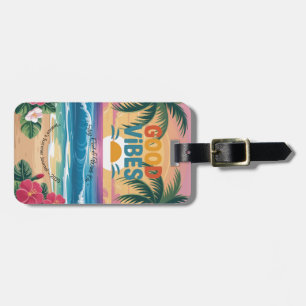 Etiqueta Para Maletas Cuaderno tropical de ondas de verano