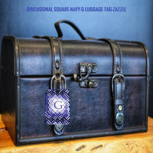 Etiqueta Para Maletas Cuadrado dimensional-Navy-G