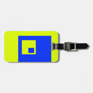 Etiqueta Para Maletas Cuadrados amarillo y azul
