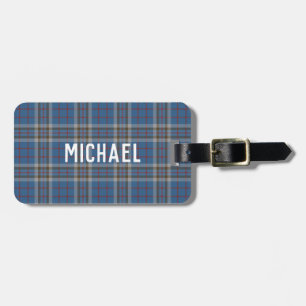 Etiqueta Para Maletas Cuadro azul gris personalizado del clan Thompson T