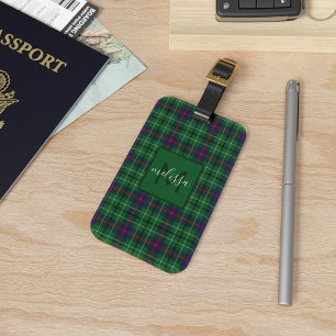 Etiqueta Para Maletas Cuadro Clan Duncan Tartán Personalizado con Monogr